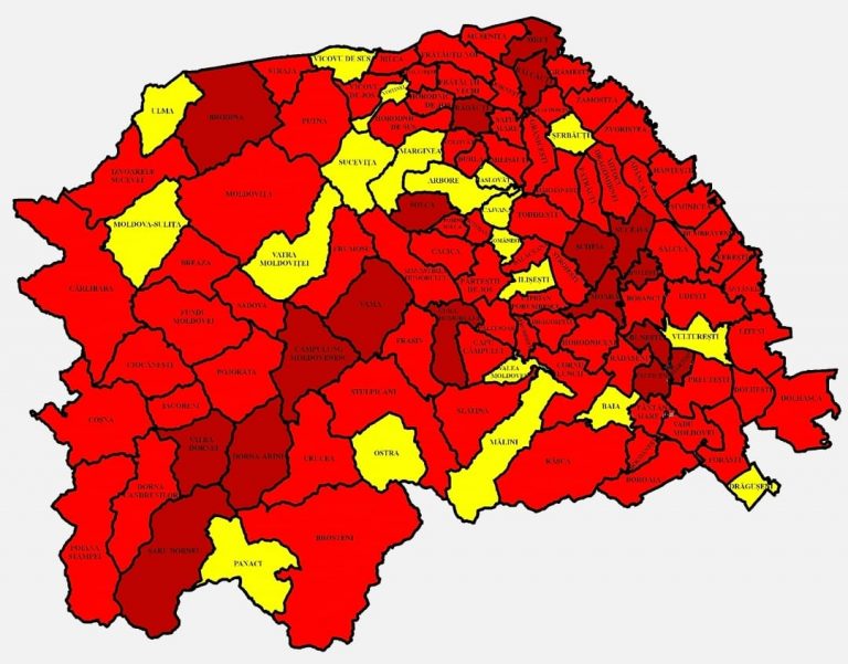 Situația pe localități a cazurilor de coronavirus din județul Suceava. Cele mai grave probleme sunt în Șcheia, Suceava și Ipotești