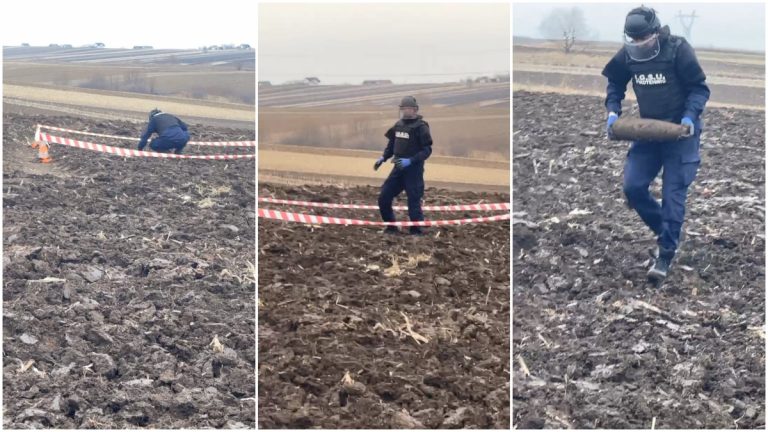 FOTO Proiectil din cel de-Al Doilea Război Mondial descoperit pe un câmp din Bosanci