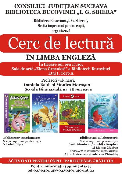 Biblioteca Bucovinei invită micii cititori la cercul de lectură în Limba Engleză