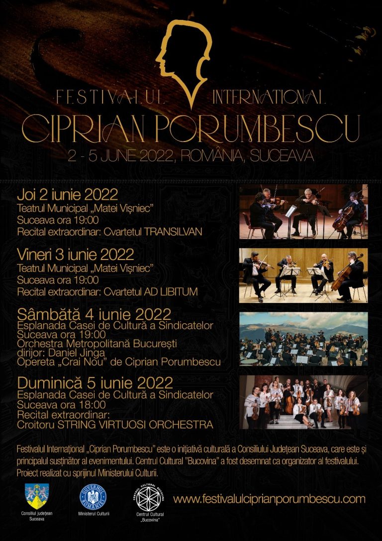 Au început înscrierile pentru Concursul de Cvartet și Compoziție din cadrul Festivalului Internațional „Ciprian Porumbescu”