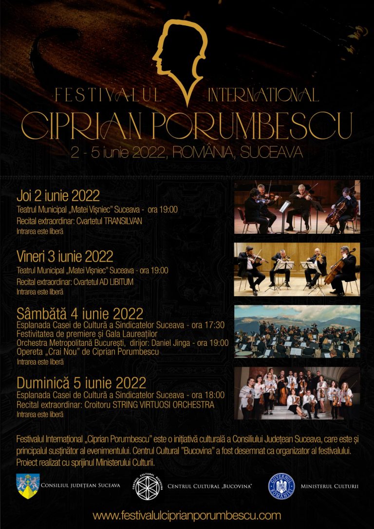 Festivalul Internațional „Ciprian Porumbescu” se va desfășura la Teatrul „Matei Vișniec” și pe esplanada Casei de Cultură