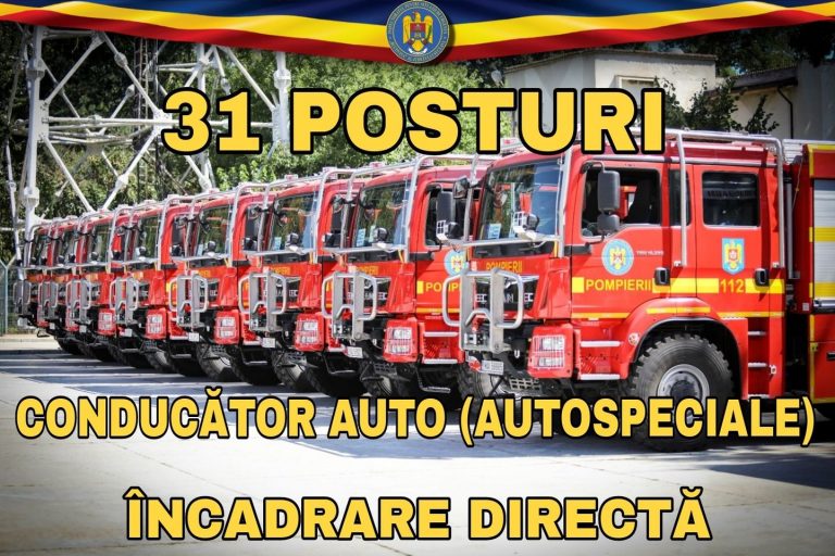 31 de posturi de subofițeri conducători auto (autospeciale) scoase la concurs de ISU Suceava