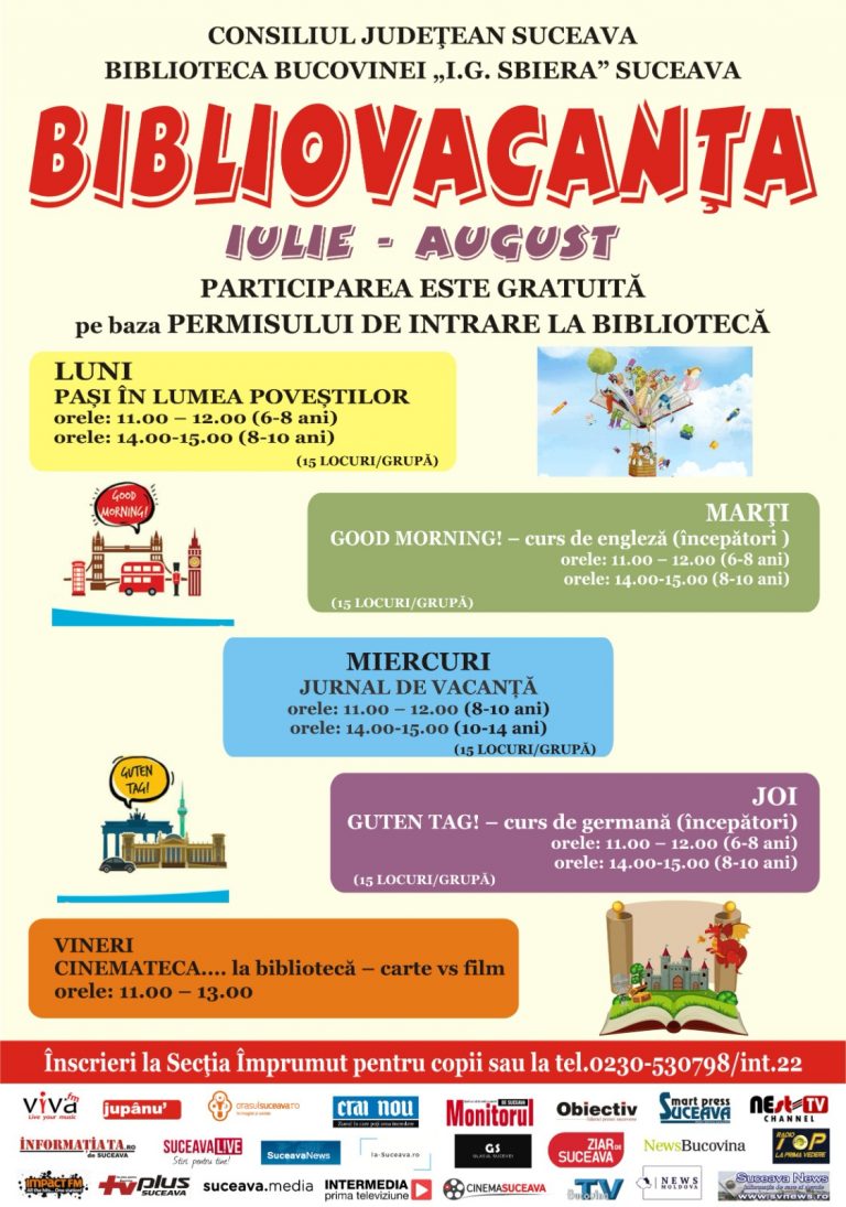 Biblioteca Bucovinei îi invită pe copii la programul Bibliovacanța