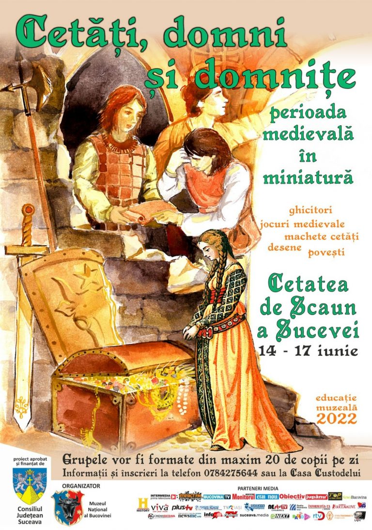 Copiii sunt invitați de la Cetatea de Scaun a Sucevei de către Muzeul Național al Bucovinei pentru a lua parte la cea de-a VI-a ediție a proiectului cultural „Cetăți, domni și domnițe – perioada medieval în miniatură”