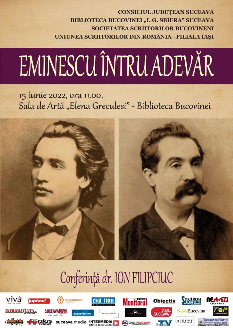 Conferința „Eminescu întru adevăr” va avea loc pe 15 iunie la Biblioteca Bucovinei