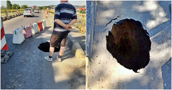 FOTO Capătul renovat al podului de la Milișăuți s-a surpat: „Dacă vrea Putin să-l dărâme, nu e de găsit o bombă aşa mare ca să-l poată dărâma. E consolidare puternică de tot”