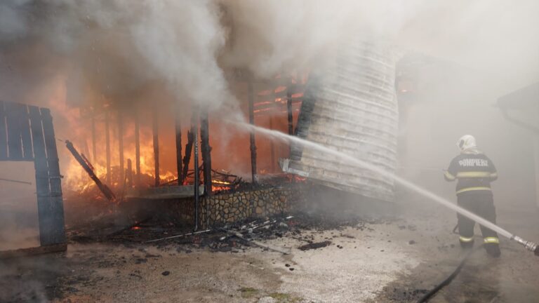 FOTO Incendiu de proporții izbucnit într-o gospodărie din Dolhasca de la un scurtcircuit