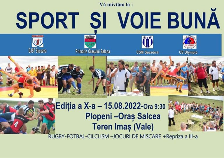 Evenimente sportive și culturale organizate de Primăria orașului Salcea în minivacanța de la sfârșitul acestei săptămâni