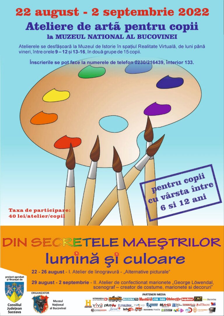 Atelierele de artă pentru copii „Din secretele maeştrilor – lumină şi culoare” au început la Muzeul Național al Bucovinei