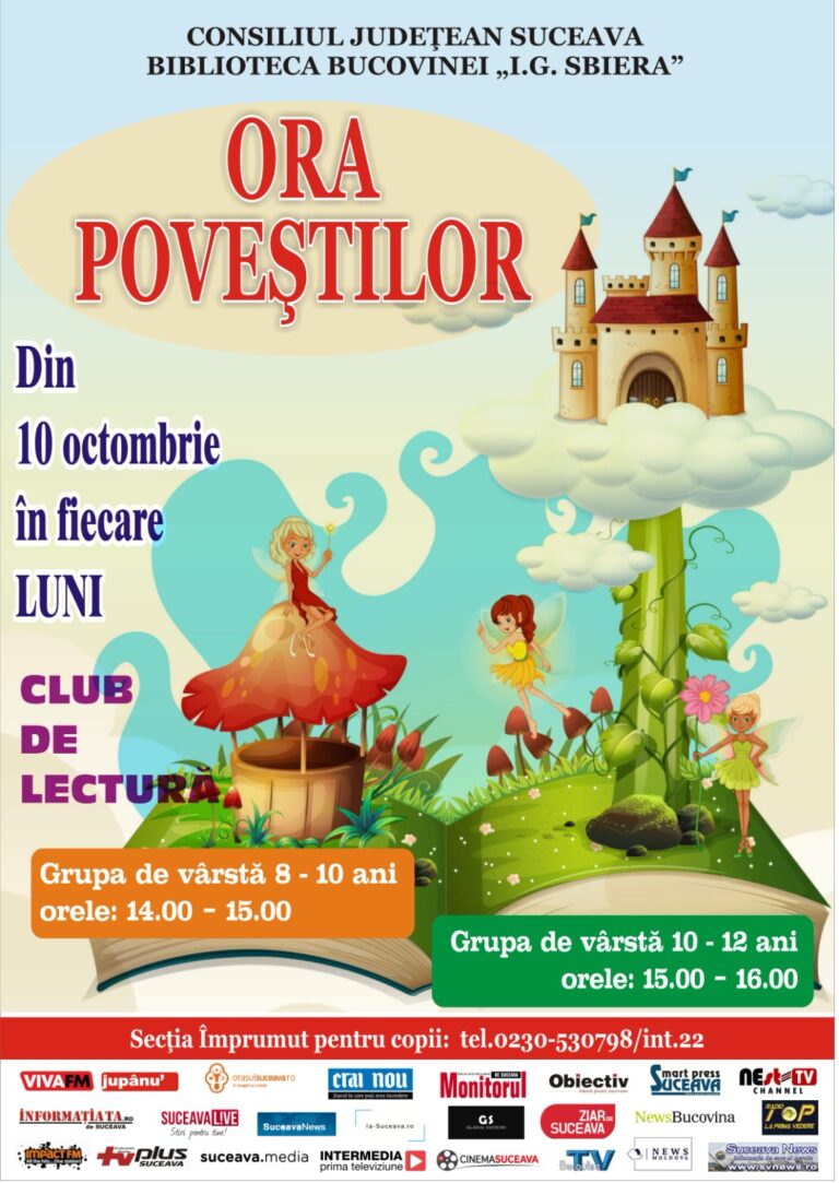 Programul „Ora Poveștilor” va avea loc în fiecare luni la Biblioteca Bucovinei
