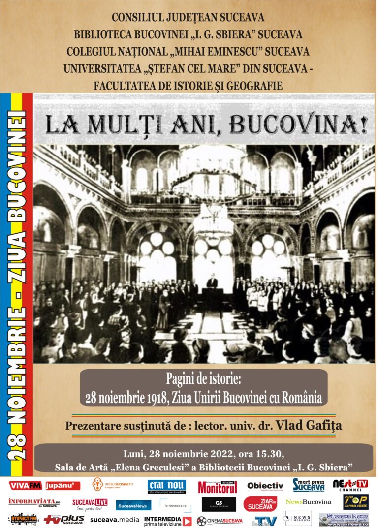 Ziua Bucovinei va fi marcată la Biblioteca Bucovinei „I.G. Sbiera”