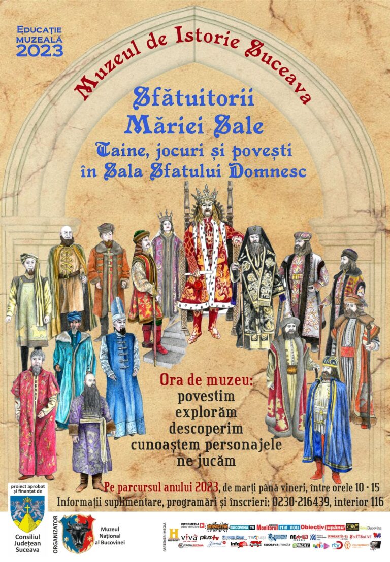 Muzeul Național al Bucovinei invită copiii și tinerii să se joace cu istoria și să petreacă ore de muzeu de poveste în cadrul proiectului „Sfătuitorii MĂRIEI SALE – Taine, jocuri și povești în Sala Sfatului Domnesc de la Suceava”