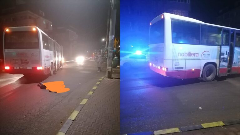 FOTO Un ilfovean care traversa neregulamentar o stradă din Suceava a fost lovit de un autobuz