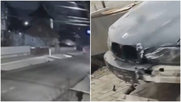 VIDEO Șoferul unui BMW a distrus o parte din gardul Mănăstirii Arbore