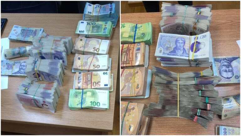 FOTO Polițiștii de frontieră de la Siret au găsit 30.000 de lire sterline, 60.000 de euro și aproape 26.000 de lei în mașina unei ucrainence