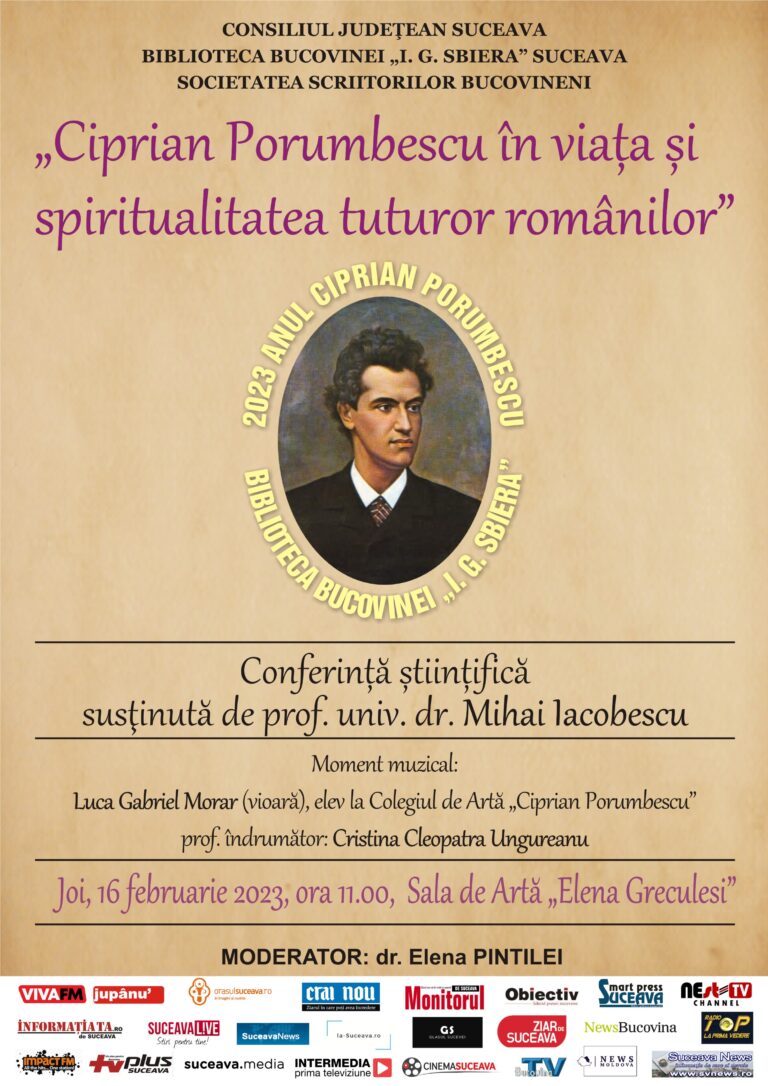 Conferința științifică „Ciprian Porumbescu în viața și spiritualitatea tuturor românilor” va fi organizată la Biblioteca Bucovinei