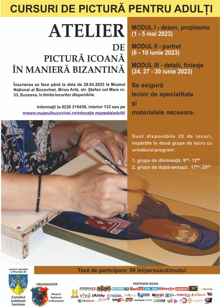 Muzeul Național al  Bucovinei readuce  în atenția publicului „Atelierul de pictură icoană în manieră bizantină pentru adulți”