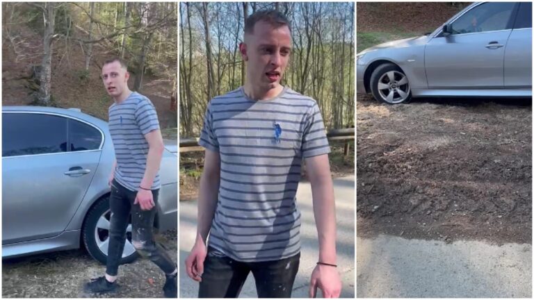 VIDEO Un tânăr din Rădăuți, cu permisul de conducere suspendat, care s-a luat la întrecere cu noul BMW al polițiștilor suceveni, a ajuns în Arestul IPJ Suceava