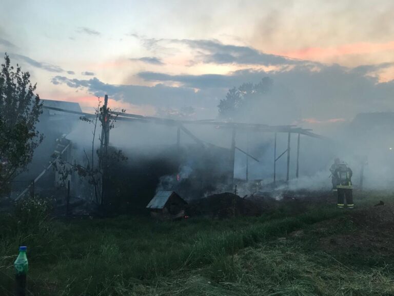 FOTO Incendiu de proporții izbucnit într-o gospodărie din Bălăceana. Un bărbat s-a ales cu mai multe arsuri
