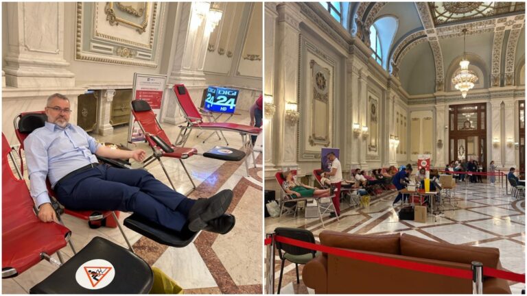 FOTO Senatorul George Mîndruță a donat sânge de Ziua Mondială a Donatorului de Sânge: „O singură donare de sânge poate salva până la trei vieți”