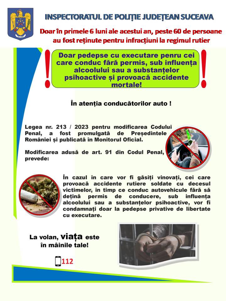 Închisoare cu executare pentru cei care se vor urca drogați, băuți sau fără permis la volan și vor produce accidente mortale
