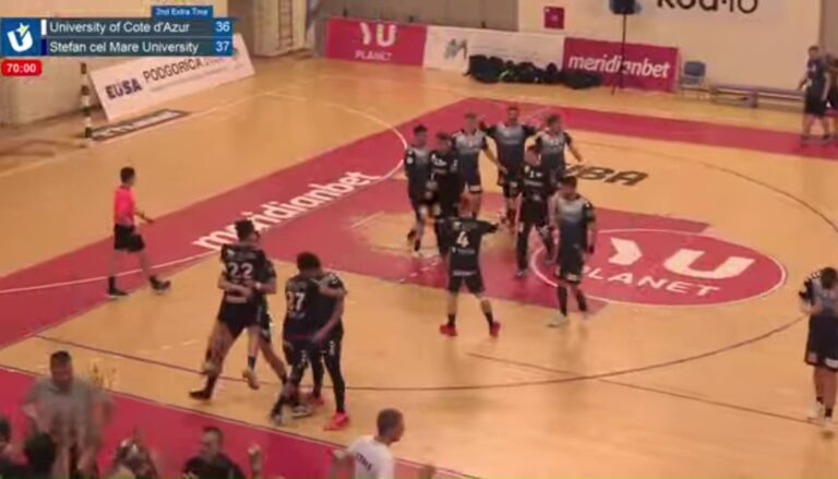 VIDEO Universitatea „Ștefan cel Mare” din Suceava și-a apărat titlul de campioană europeană universitară la handbal masculin după o finală de infarct