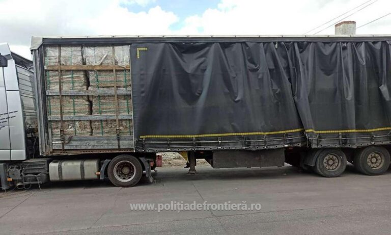 FOTO Un ucrainean a încercat să introducă în țară, prin Vama Siret, peste 20 de tone de deșeuri de cânepă