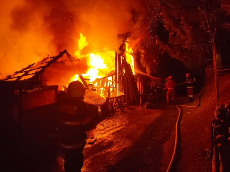 FOTO Incendiu de proporții izbucnit într-o gospodărie din Câmpulung Moldovenesc de la un cablu electric defect
