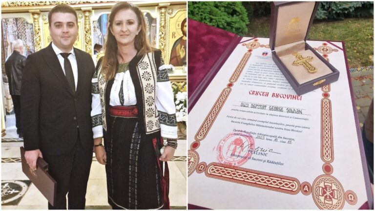 FOTO Deputatul George Șoldan a primit ordinul „Crucea Bucovinei” cu ocazia sfințirii bisericii Mănăstirii Sihăstria Râșcăi: „Sunt onorat că am primit la finalul slujbei Crucea Bucovinei, cea mai mare distincție pentru mireni oferită de Arhiepiscopia Sucevei și Rădăuților”