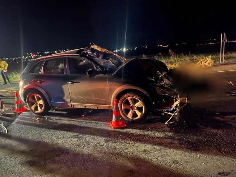 FOTO Accidentul dintre o mașină și o căruță produs în apropiere de „Zidul Morții” a fost produs după ce șoferul s-a angajat într-o depășire neregulamentară