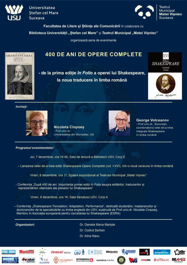 Shakespeare, 400 de ani de opere complete, la USV