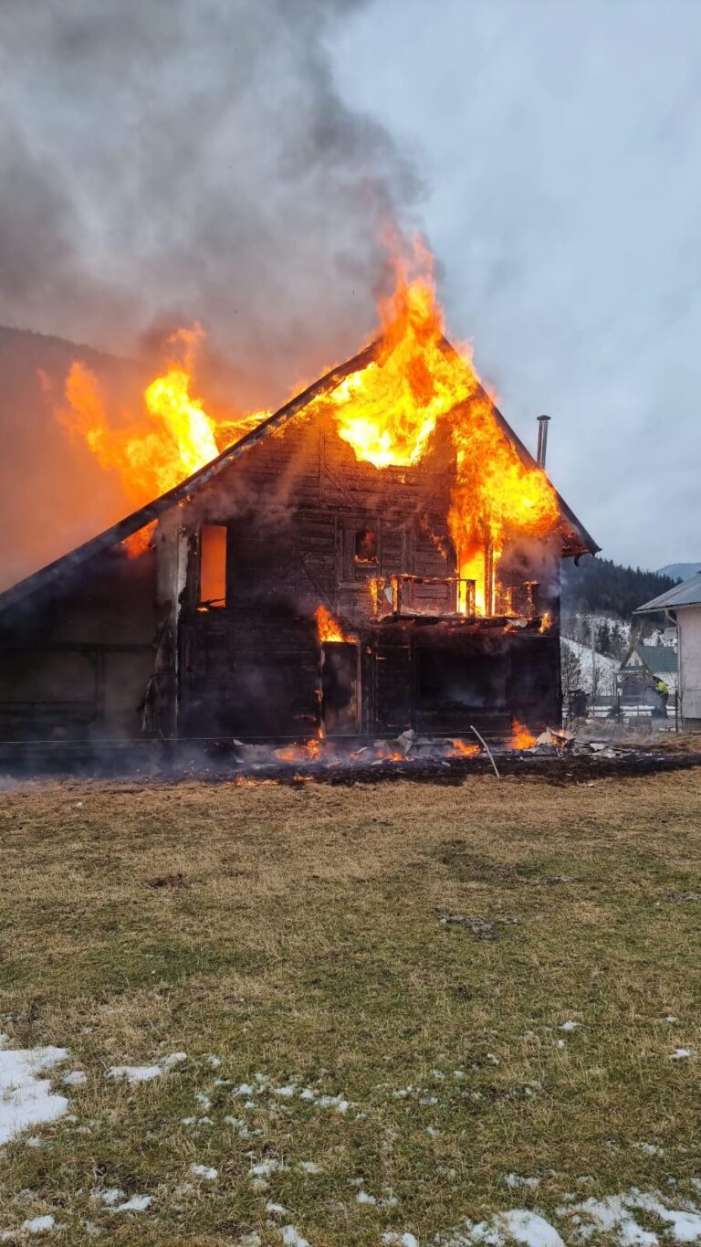 VIDEO FOTO O casă de vacanță din Crucea a fost distrusă de un incendiu puternic