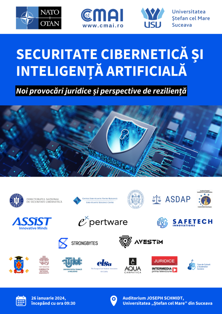 USV organizează conferința „Securitate Cibernetică și Inteligență Artificială. Noi provocări juridice și perspective de reziliență”