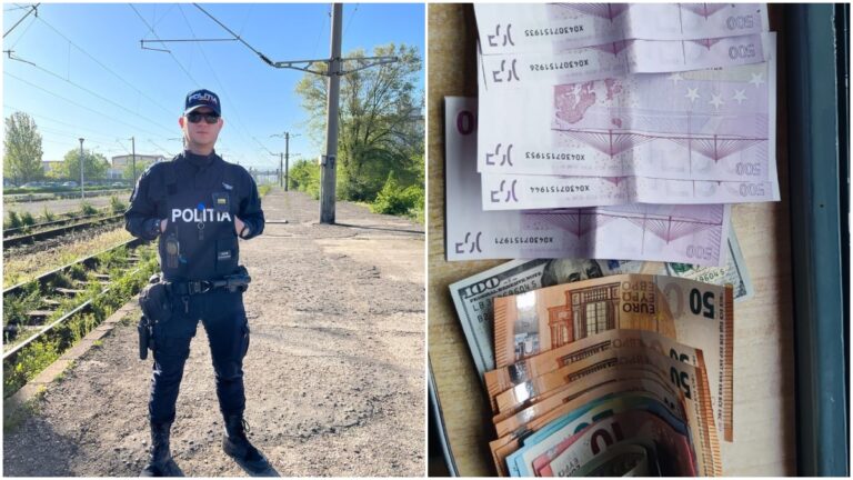 FOTO Un polițist i-a recuperat unui sucevean o borsetă în care avea peste 4.000 de euro. Borseta a fost uitată de bărbat în trenul București – Suceava