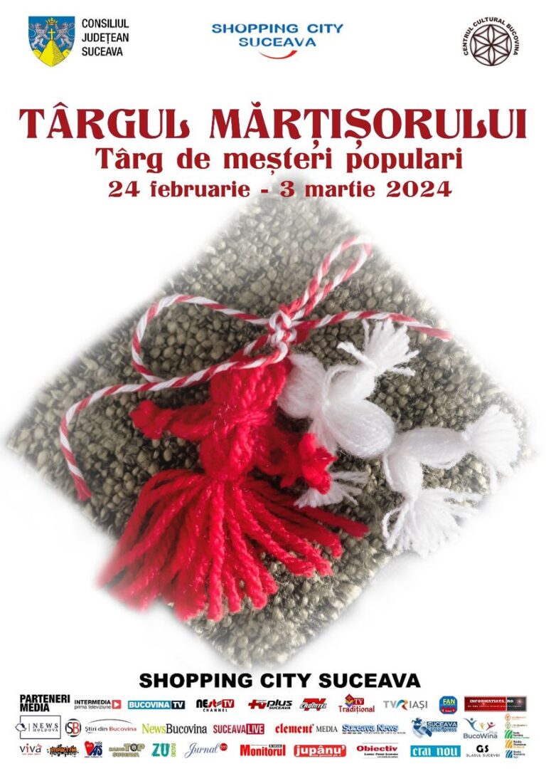 Consiliul Județean Suceava organizează în perioada 24 februarie – 3 martie 2024 Târgul Mărțișorului – Târg de meșteri populari