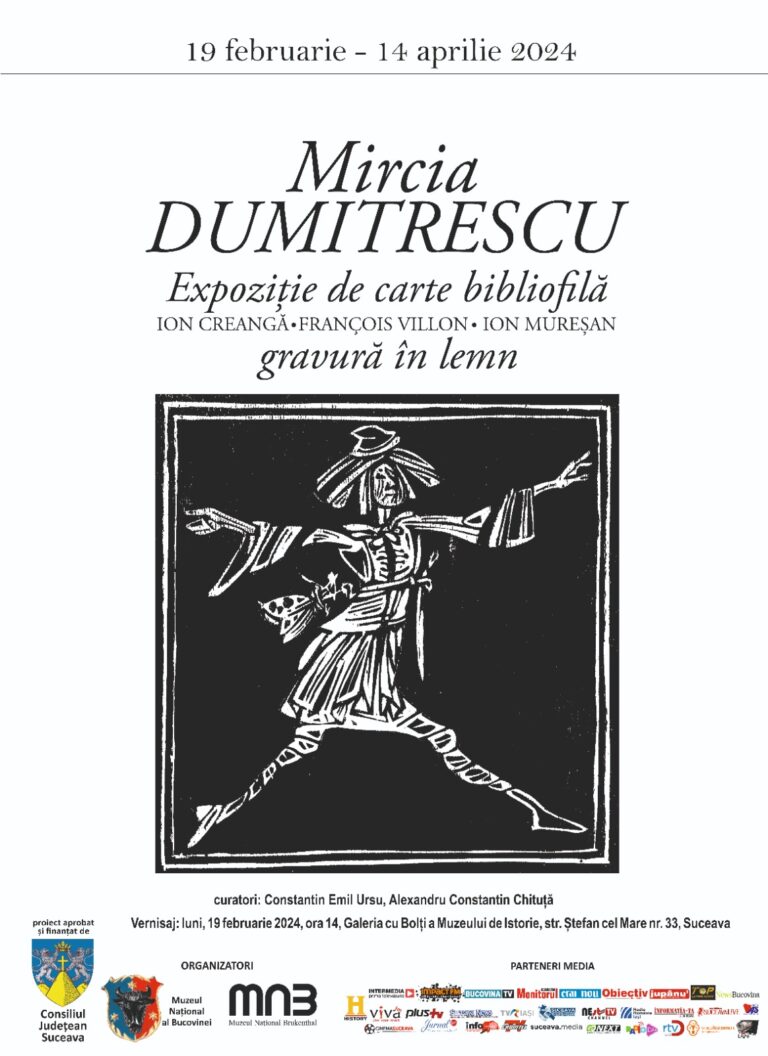 Muzeul Național al Bucovinei vă invită la vernisajul Expoziției de gravură și carte bibliofilă a artistului Mircia Dumitrescu
