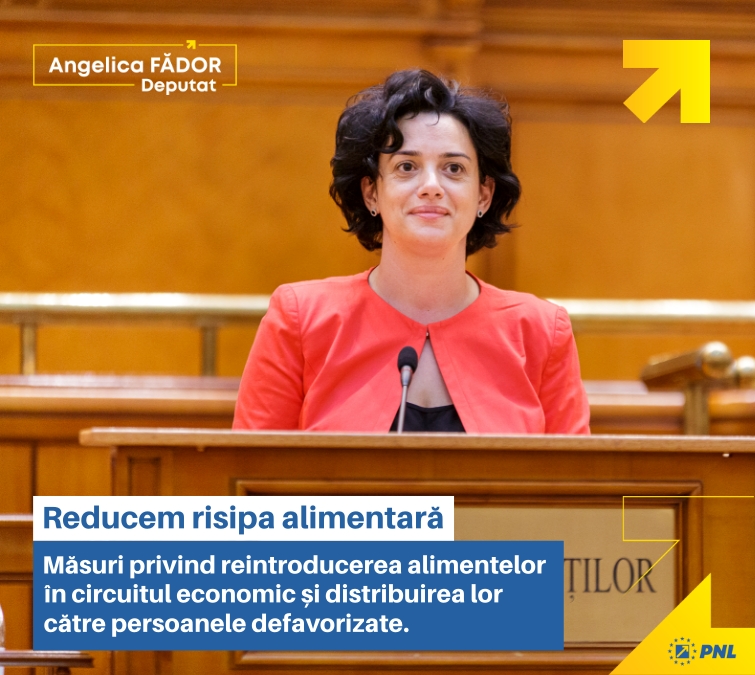 Deputatul Angelica Fădor: „Risipa de alimente a devenit o provocare la nivel național. România risipește anual 2,5 milioane de tone de alimente”