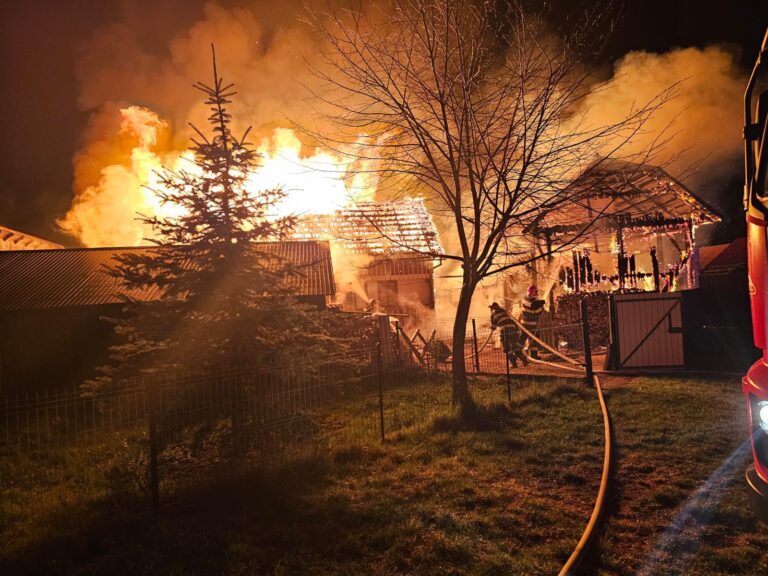 FOTO Un incendiu de proporţii a izbucnit într-o gospodărie din Frasin