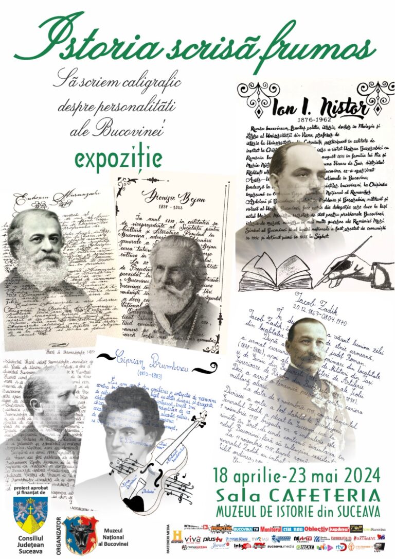 Muzeul Național al Bucovinei organizează o expoziție cu lucrările realizate de participanții la concursul de caligrafie Istoria scrisă frumos. Să scriem caligrafic despre personalități ale Bucovinei