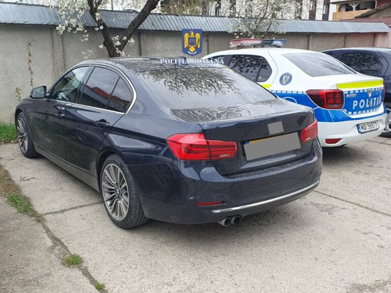 FOTO Un BMW căutat prin toată Europa a fost găsit de polițiștii suceveni la Slatina cu ajutorul aplicației E-DAC