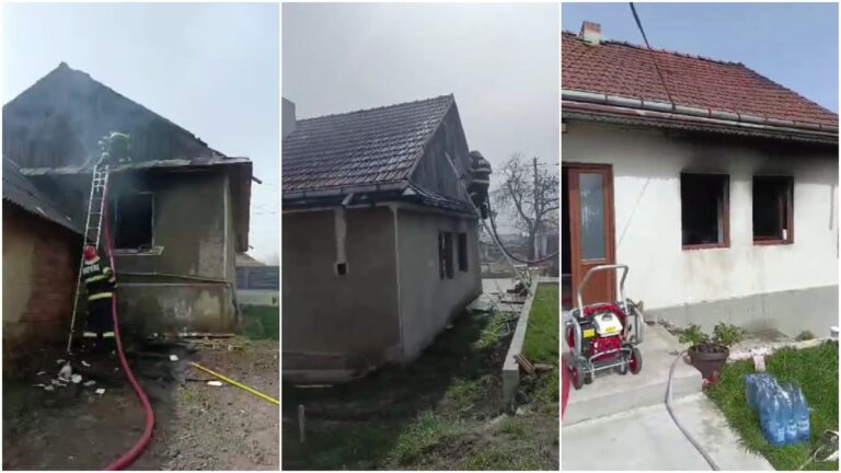 VIDEO Incendiu de proporții izbucnit într-o gospodărie din Bunești de la un scurtcircuit