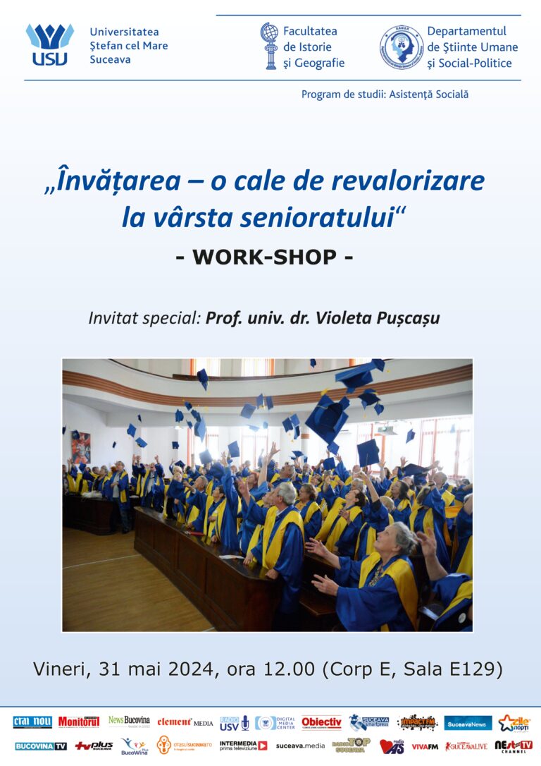 USV organizează workshopul „Învățarea – o cale de revalorizare la vârsta senioratului”