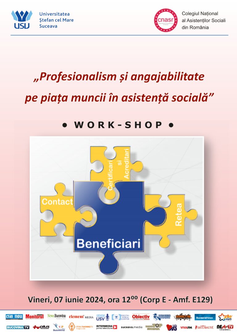 USV organizează workshopul „Profesionalism și angajabilitate pe piața muncii în asistență social”