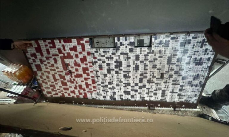 FOTO Țigări de contrabandă găsite ascunse într-o ușă metalică, transportată de o botoșăneancă, în Vama Siret