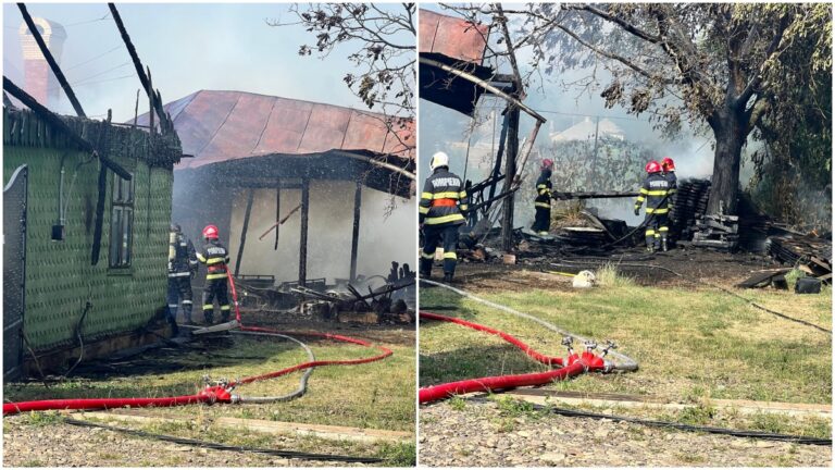 FOTO Un bătrân de 84 de ani din Rădăuți a ajuns la spital cu mai multe arsuri după ce i-a luat foc casa