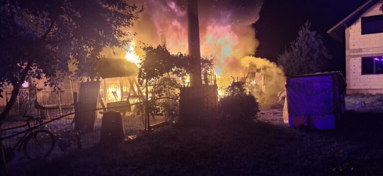 VIDEO FOTO Un incendiu de proporții a izbucnit noaptea trecută într-o gospodărie din Mălini