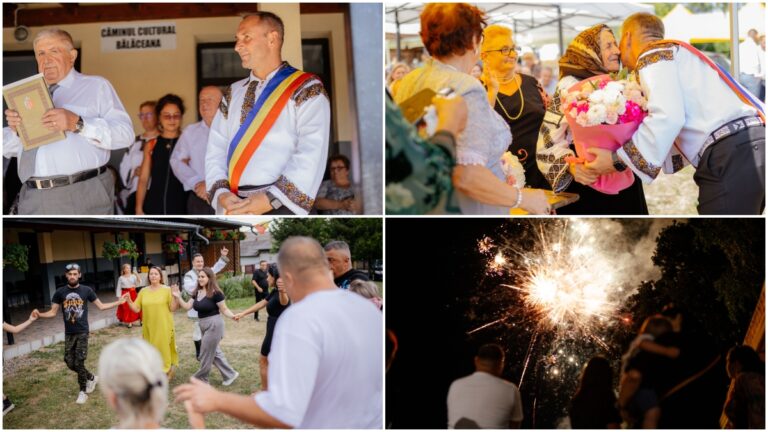 FOTO Pentru prima dată în istorie, comuna Bălăceana și-a cinstit cuplurile de aur și cetățenii de onoare: „Sunt sigur că împreună vom continua să facem lucruri frumoase pentru comunitatea noastră”