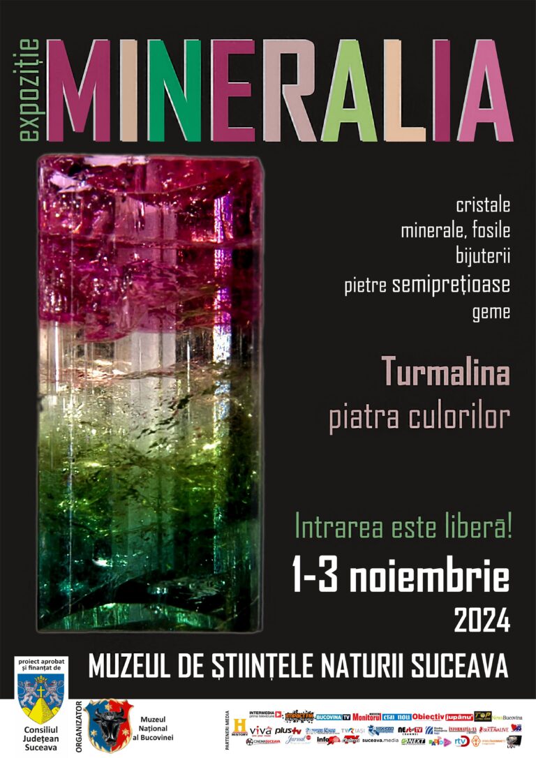 Muzeul de Științele Naturii din Suceava găzduiește expoziția „Mineralia”, dedicată turmalinei