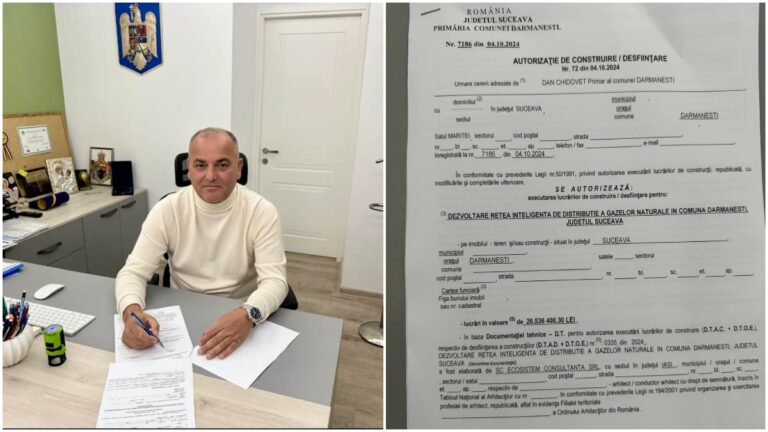 Primarul Dan Chidoveț a semnat autorizația de construire a rețelei de gaz metan în comuna Dărmănești: „Acest proiect va stimula și dezvoltarea economică a comunității noastre”