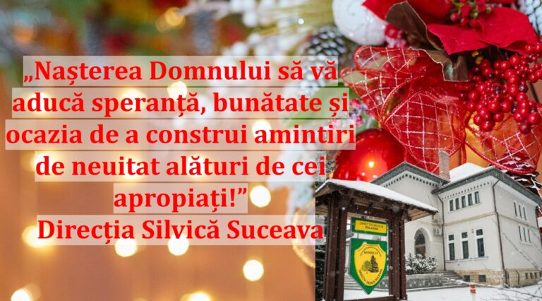 „Nașterea Domnului să vă aducă speranță, bunătate și ocazia de a construi amintiri de neuitat alături de cei apropiați!” | Direcția Silvică Suceava